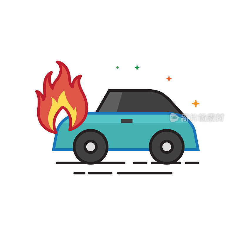 Flat Color Icon - Car on fire
